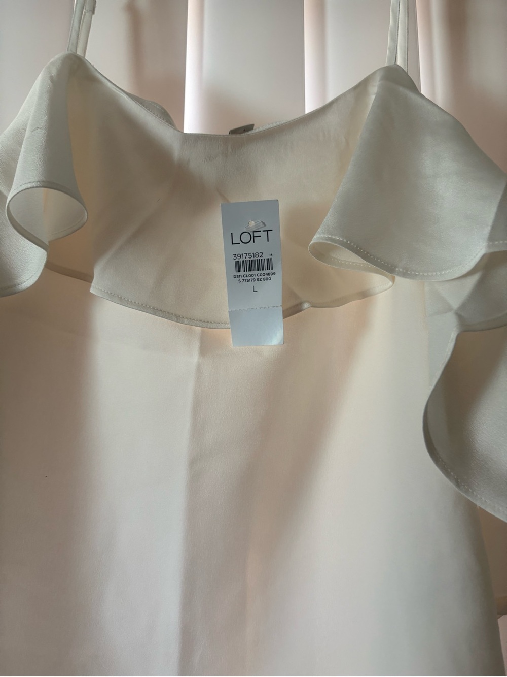 LOFT Cream Ruffle Spaghetti Strap Camisole - Picture 3 of 6